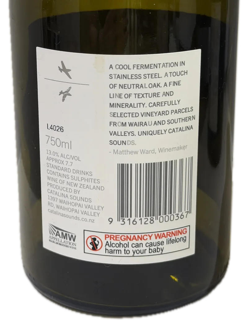 Catalina Sounds Sauvignon Blanc 2023 — Back