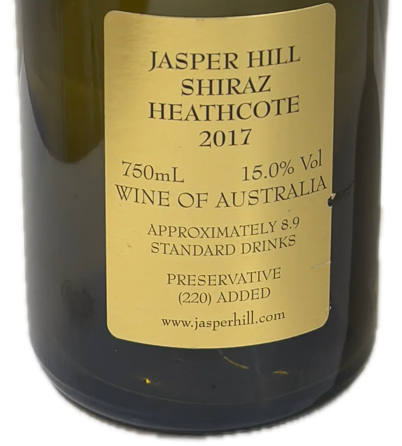 Jasper Hill Georgia’s Paddock Shiraz 2017 — Back