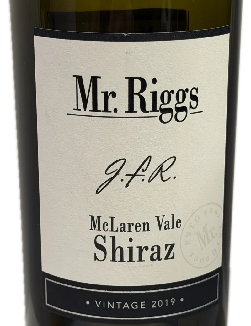 Mr. Riggs J.F.R. Shiraz 2019 — Front