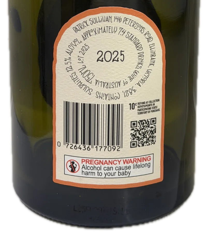 Patrick Sullivan Flint Chardonnay 2025 — Back